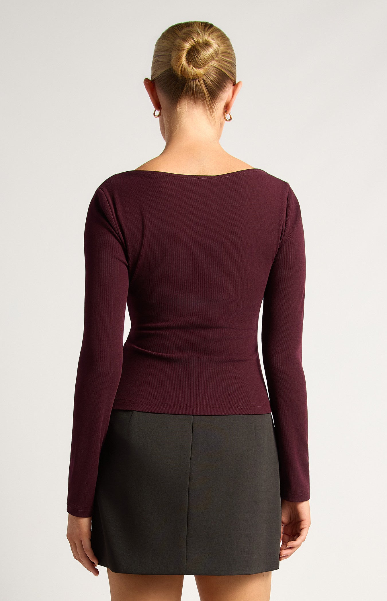 Leone Front Ruched Jersey Top Wine