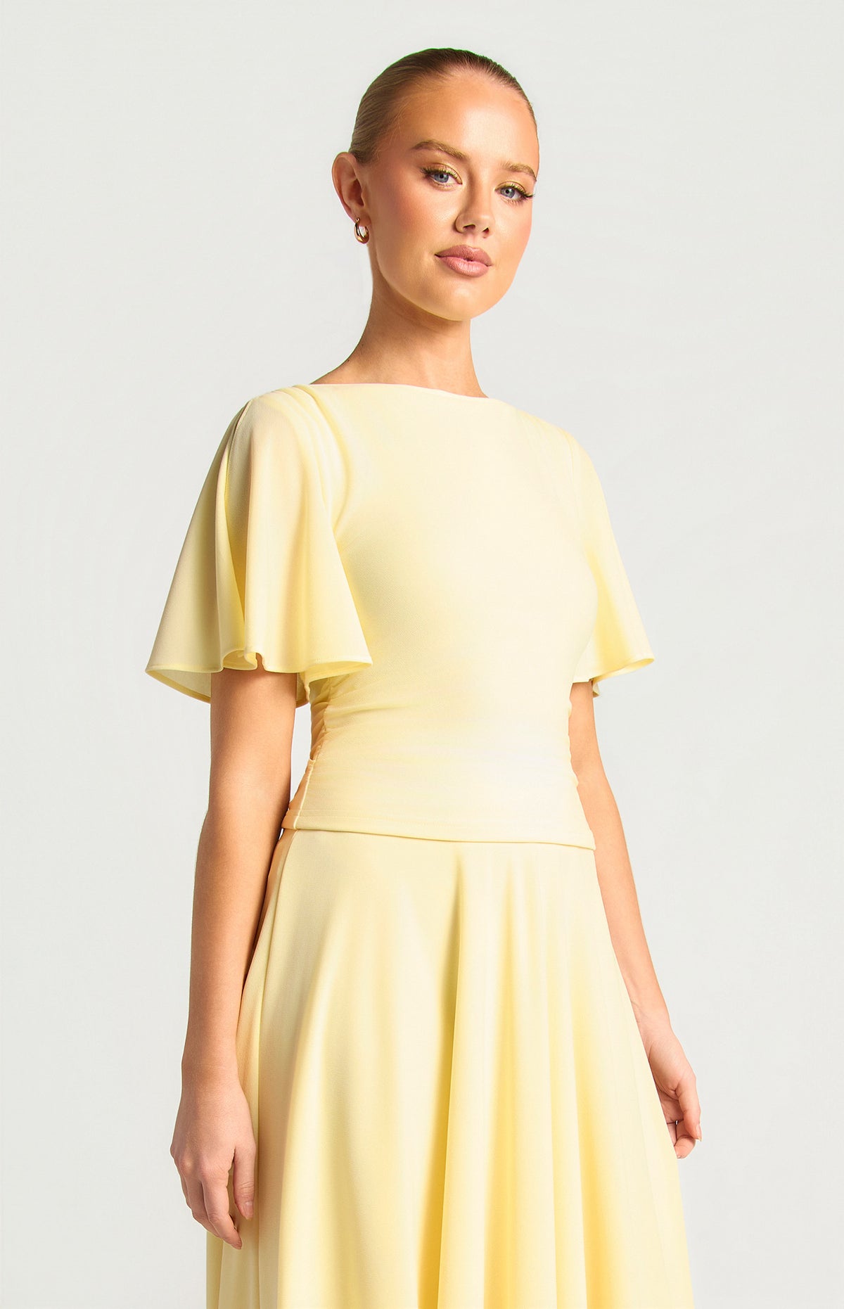 Meg Flutter Split Sleeve Top Buttercup