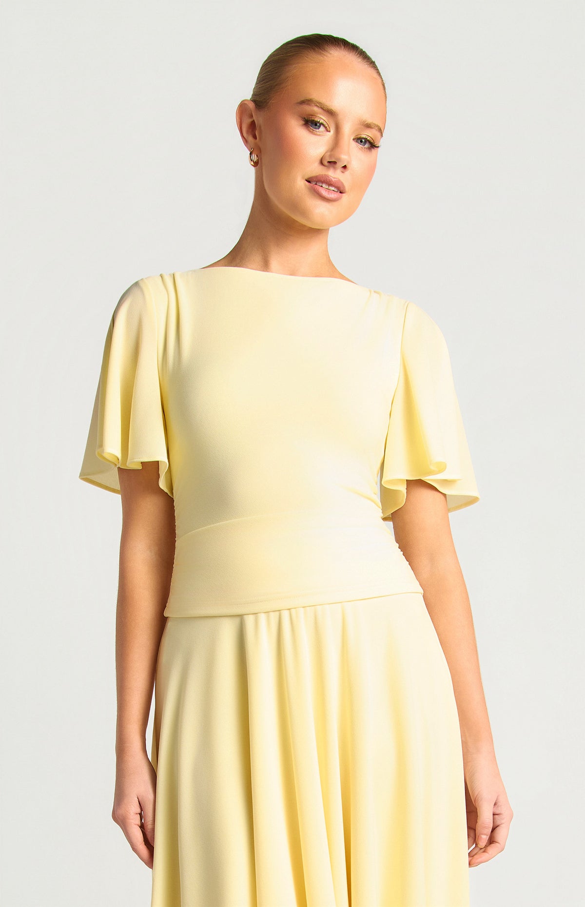 Meg Flutter Split Sleeve Top Buttercup