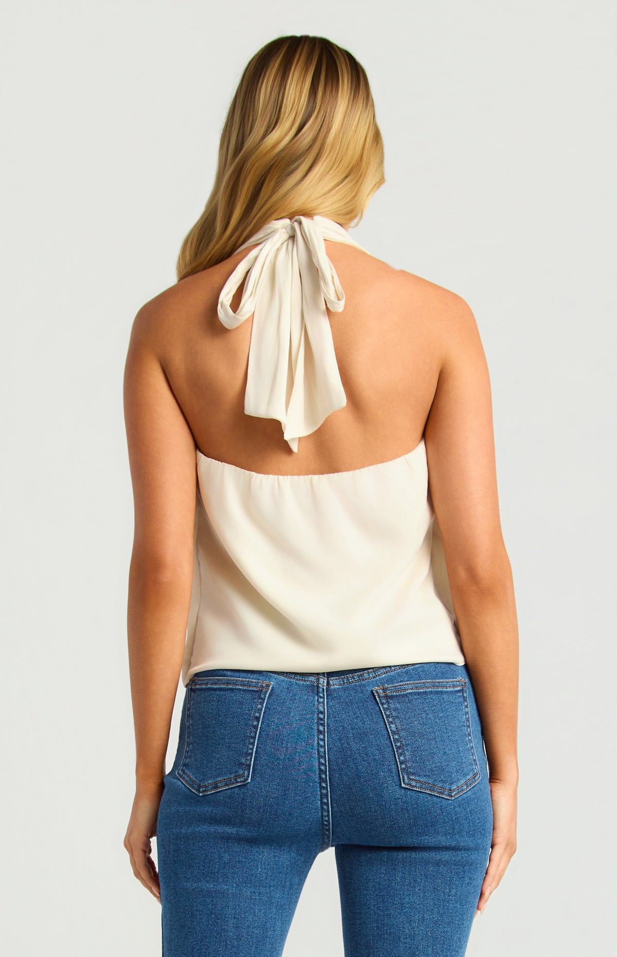 Belle Halter Neck Top Bone