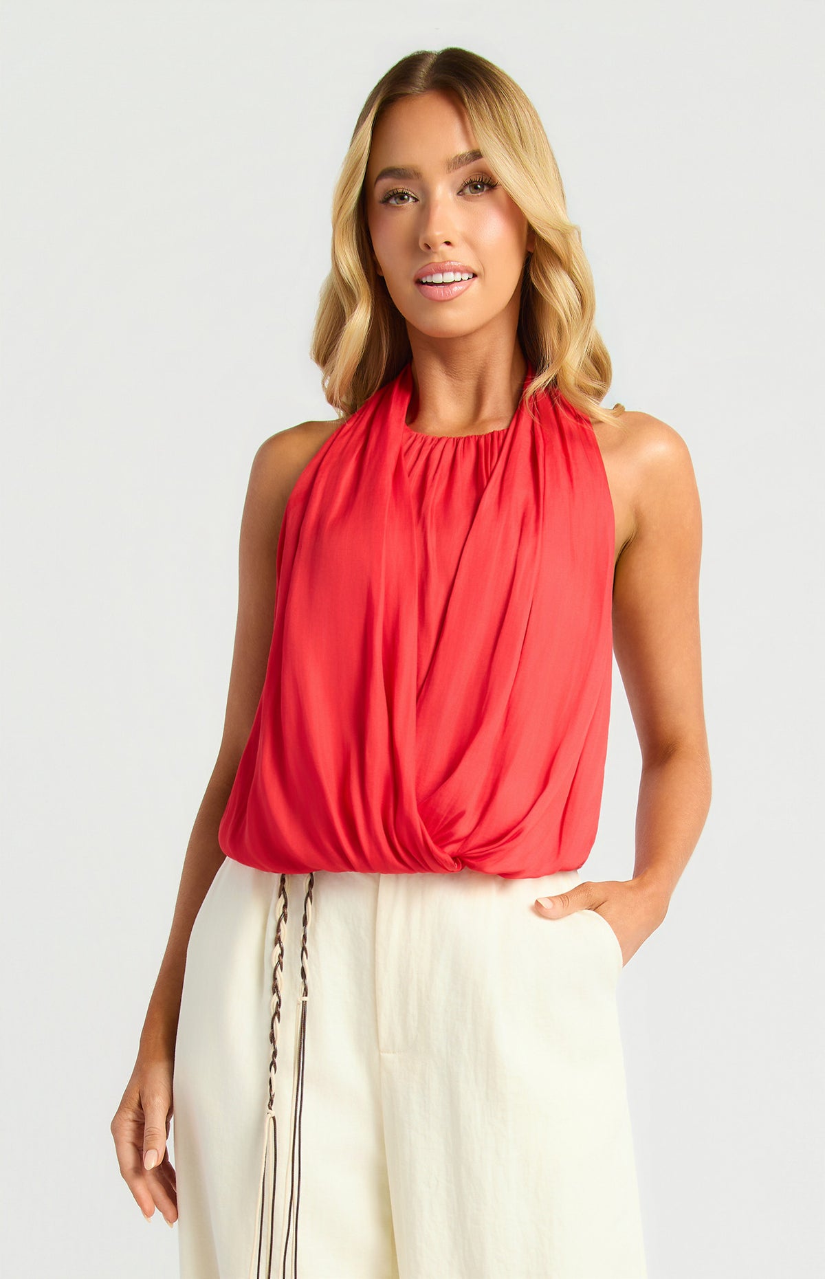 Belle Halter Neck Top Red